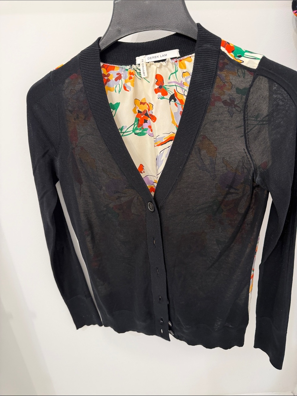 Derek Lam Black & Silk Cardigan